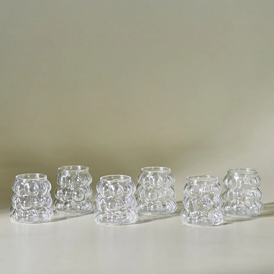 Karaca Bubble 6'lı Kahve Yanı Bardağı Şeffaf