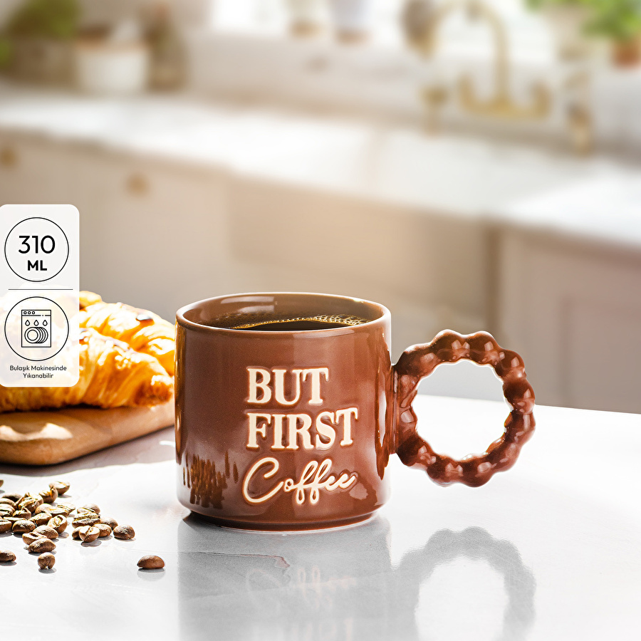 Emsan But First Coffee Kahverengi Kupa 310 ml
