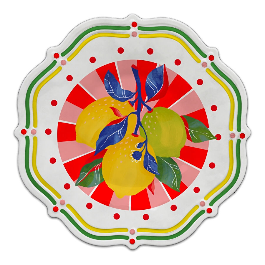 Baci Milano Dolce Vita Limon 6'lı Tatlı Tabağı 22 cm, Melamin