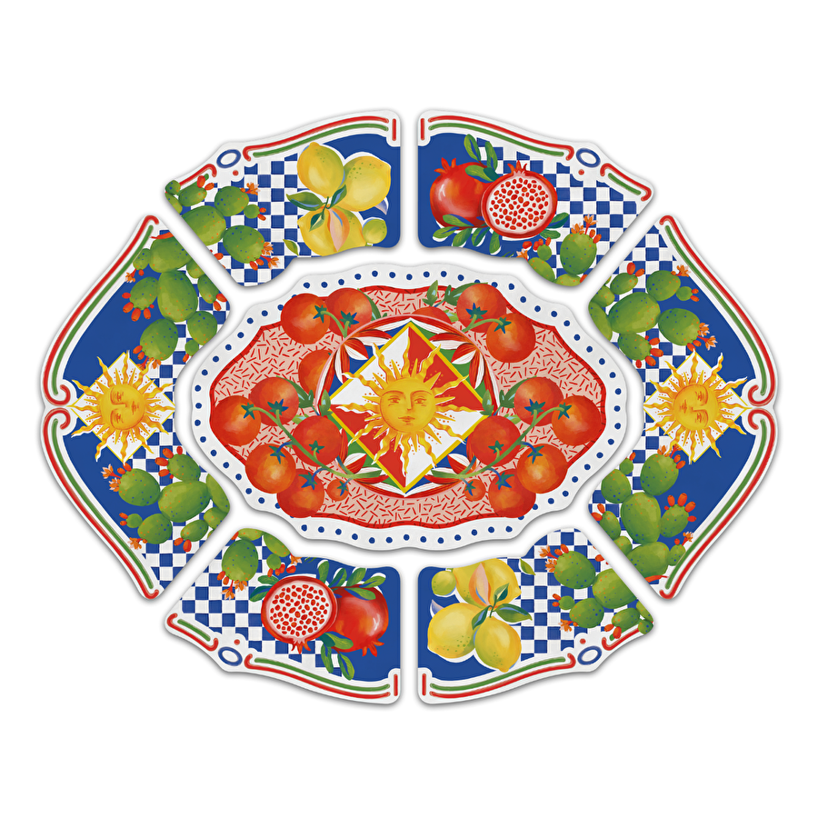 Baci Milano Dolce Vita 7 Parça Meze Tabağı Çok Renkli