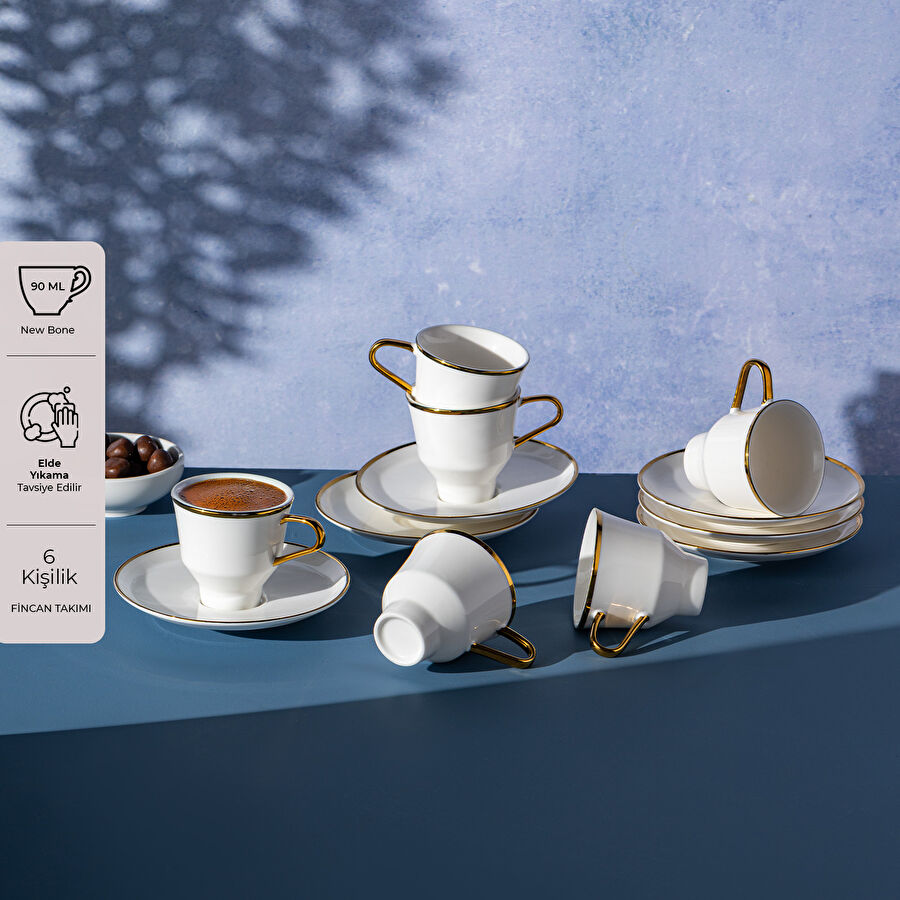 Emsan Mizu 6'lı Kahve Fincan Takımı Gold 90 ml