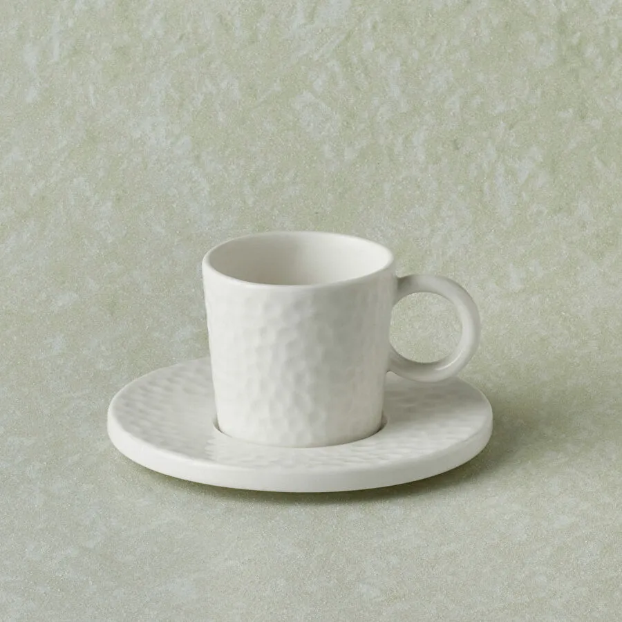Karaca x Refika Bembeyaz Yuvarlak Tabaklı Kahve Fincanı 100 ml