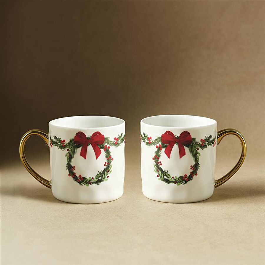 Karaca New Year Yılbaşı Çelenk 2 Kişilik Kupa 320 ml