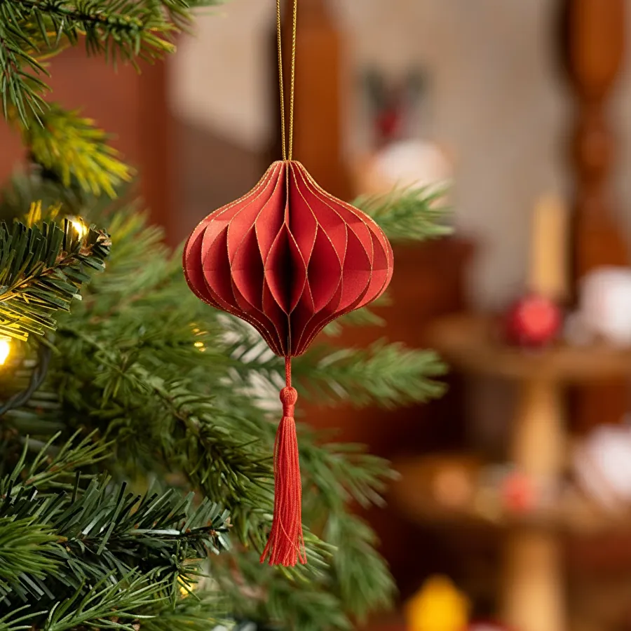 Karaca Home New Year Yılbaşı Püsküllü 3 Adet Ağaç Süsü 10x9,5 cm