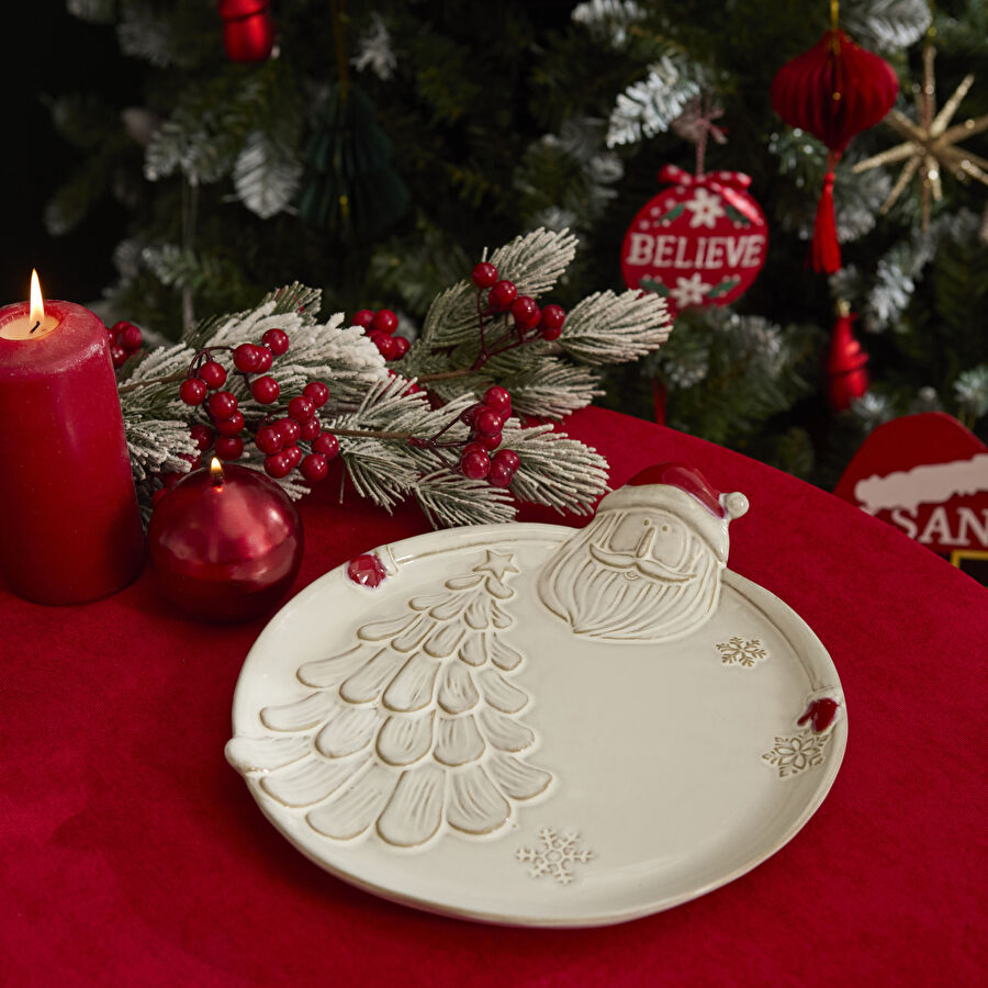 Karaca Home New Year Yılbaşı Santa Dekoratif Tabak 28,7 x 26,3 x 5,5 cm