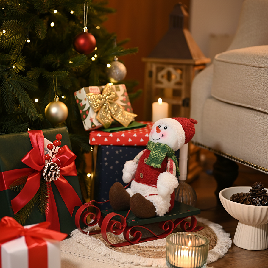 Karaca Home New Year Yılbaşı Lucy Snowman Peluş Obje 10x23x26 cm