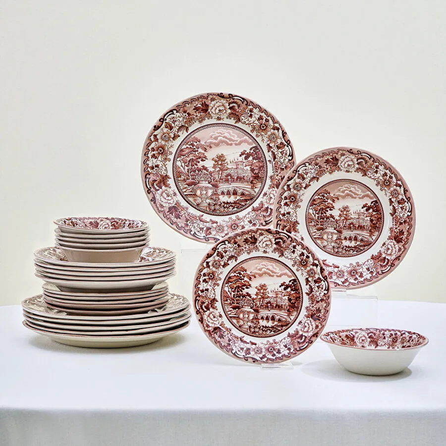Karaca Old Town 24 Parça 6 Kişilik Yemek Takımı Bordo