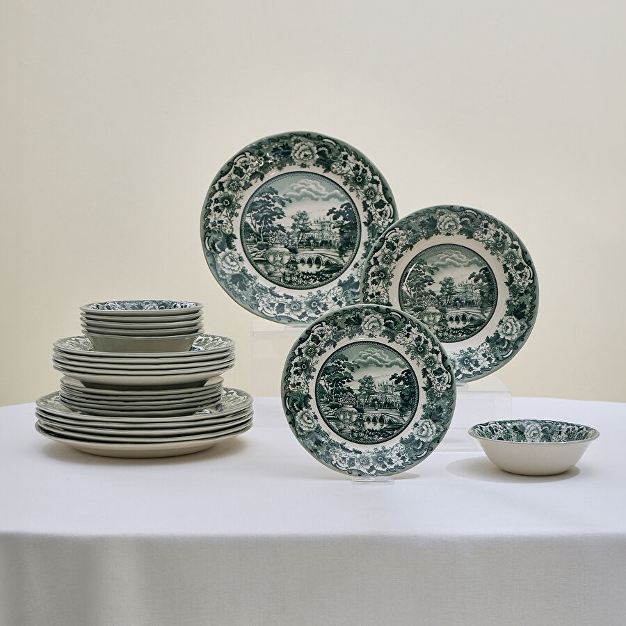Karaca Old Town 24 Parça 6 Kişilik Yemek Takımı Yeşil
