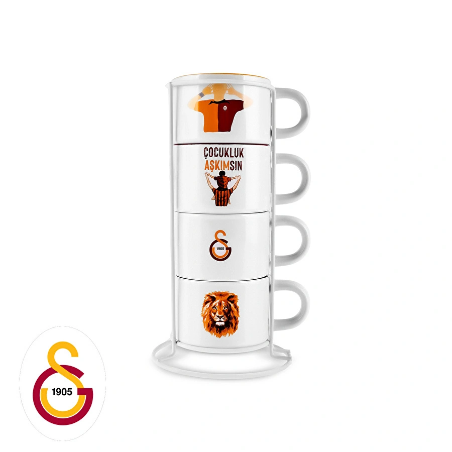 Karaca x Galatasaray Lisanslı 4 Kişilik Standlı Çay Fincan Takımı 180 ml