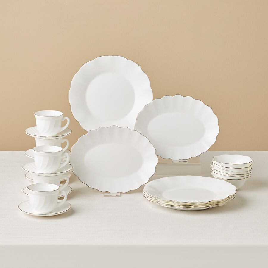 Karaca Florina Gold Opal Cam 26 Parça 6 Kişilik Kahvaltı Takımı