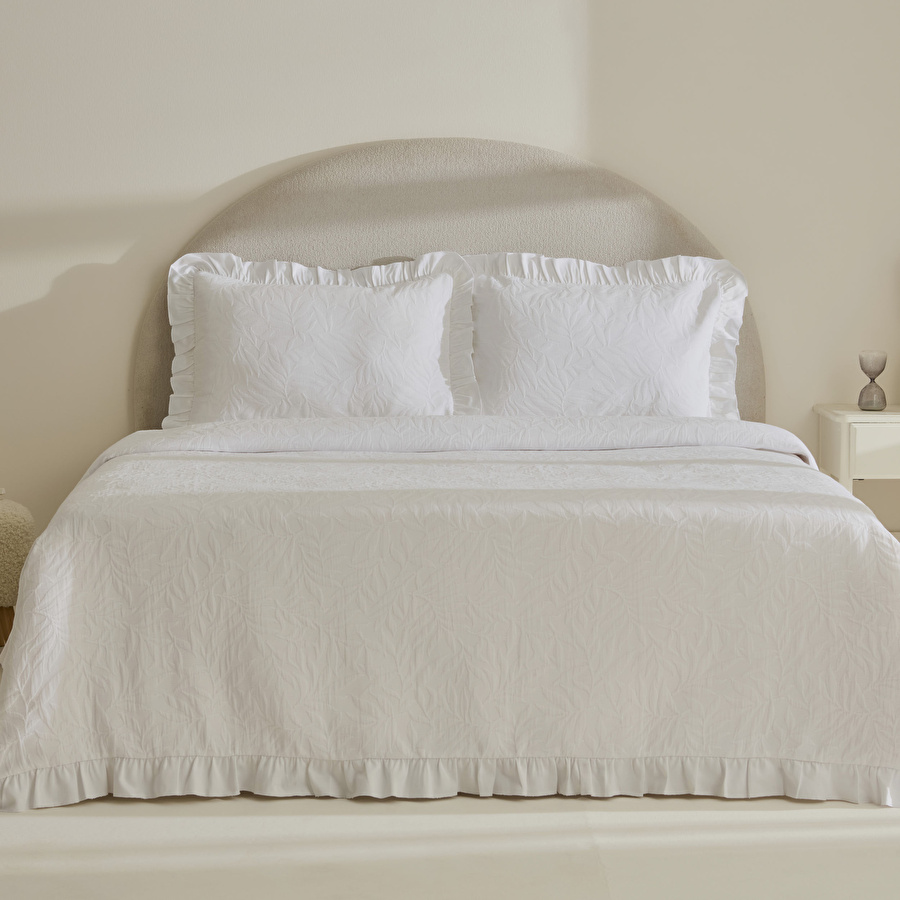 Karaca Home Branley Fırfırlı Tek Kişilik Yatak Örtüsü Takımı Beyaz