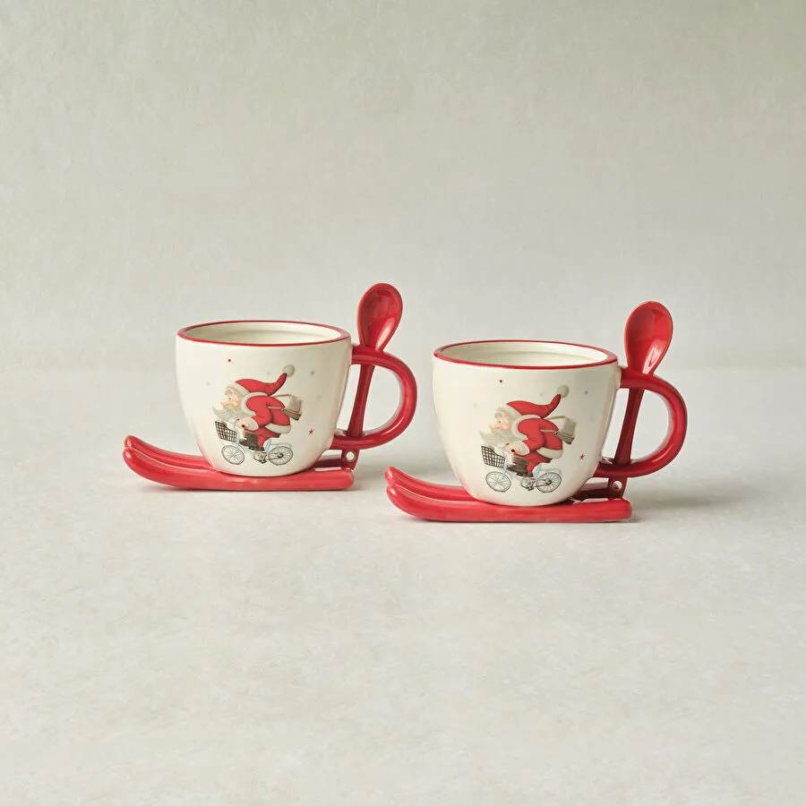 Karaca New Year Yılbaşı Snowboard 2 Kişilik Çay Fincan Takımı