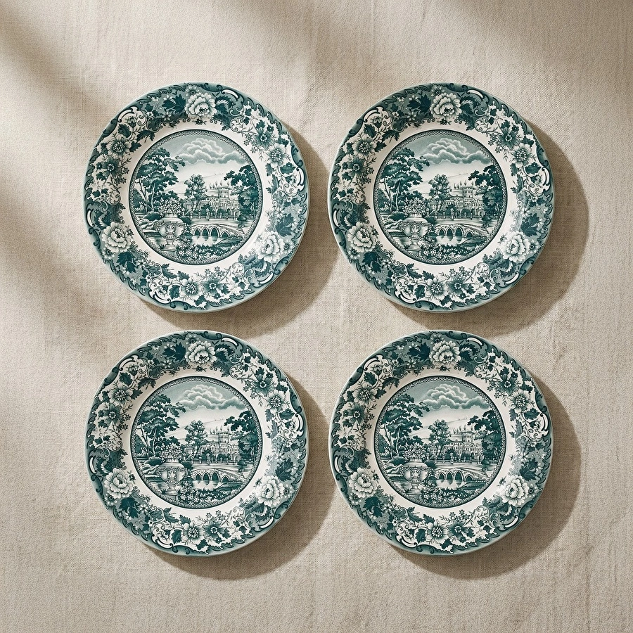 Karaca Old Town 4 Parça Pasta Takımı Yeşil 21 cm