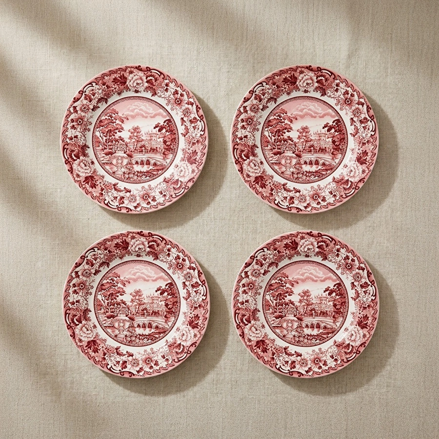 Karaca Old Town 4 Parça Pasta Takımı Pembe 21 cm