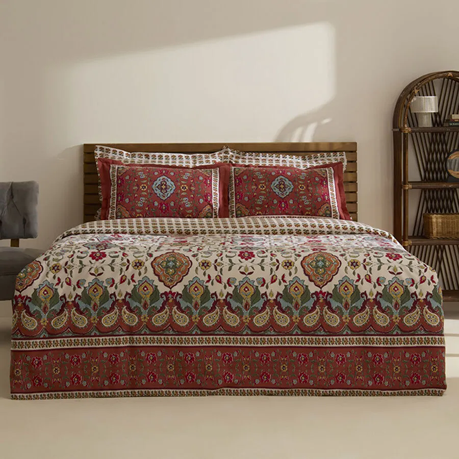 Karaca Home Pueblo %100 Pamuk Çift Kişilik Nevresim Takımı Kiremit