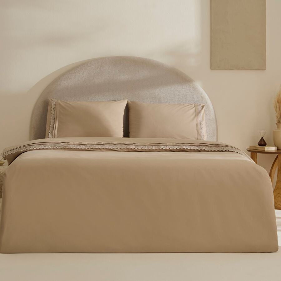 Karaca Home Lenmor %100 Pamuk Çift Kişilik Nevresim Takımı Bej