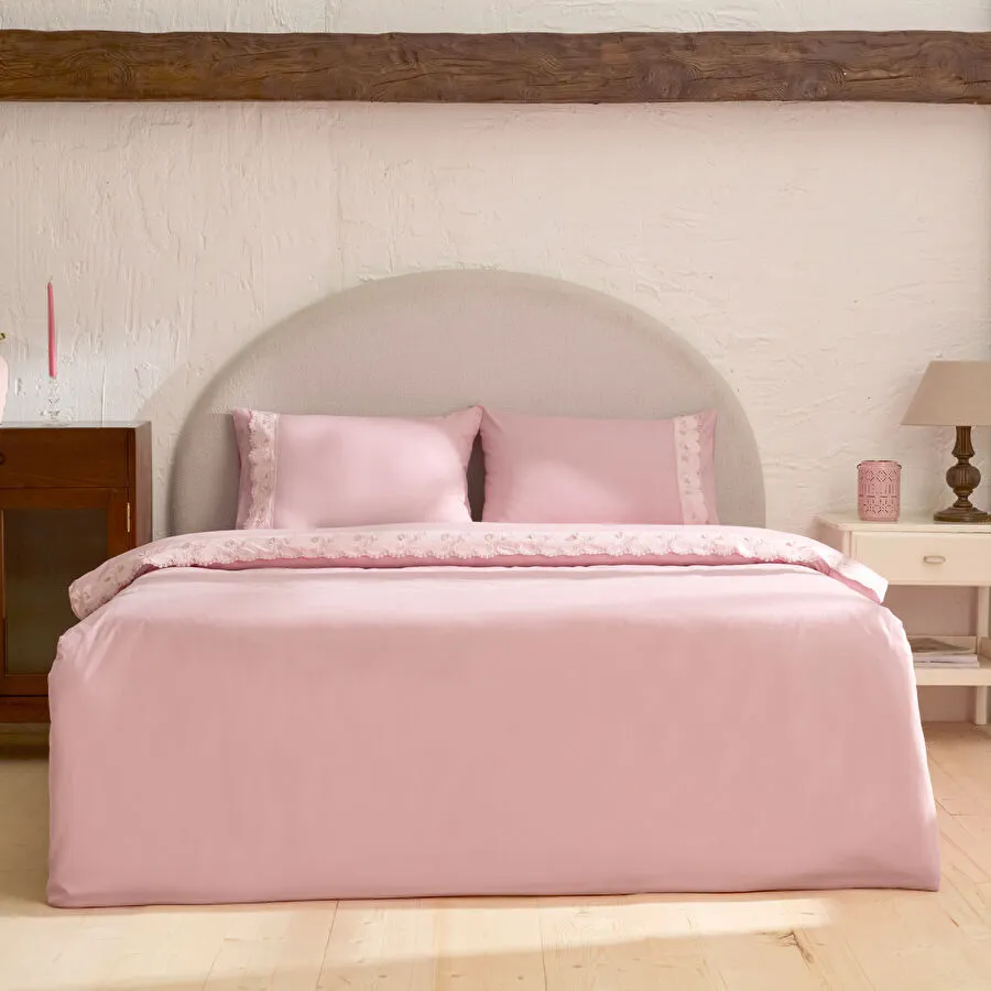 Karaca Home Delvyn %100 Pamuk Çift Kişilik Nevresim Takımı Pudra