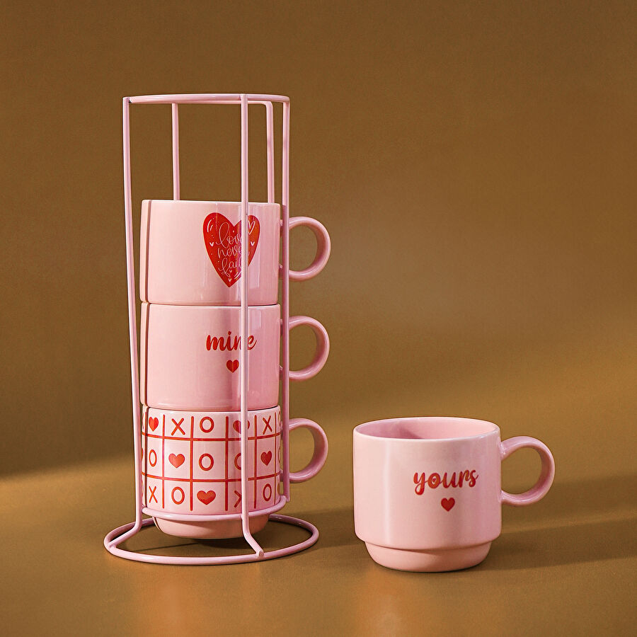 Karaca Dolce Amour Standlı 4 Kişilik Çay Fincan Takımı 160 ml