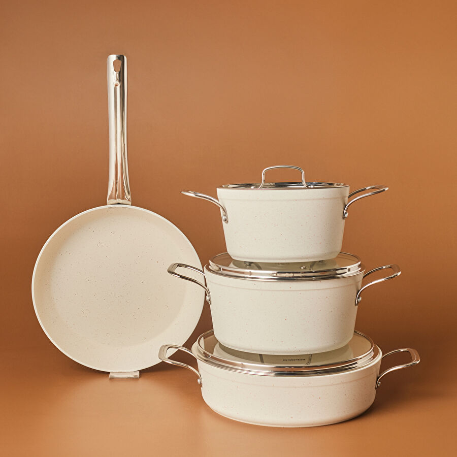 Karaca Biogranit White Stone 7 Parça Tencere Seti