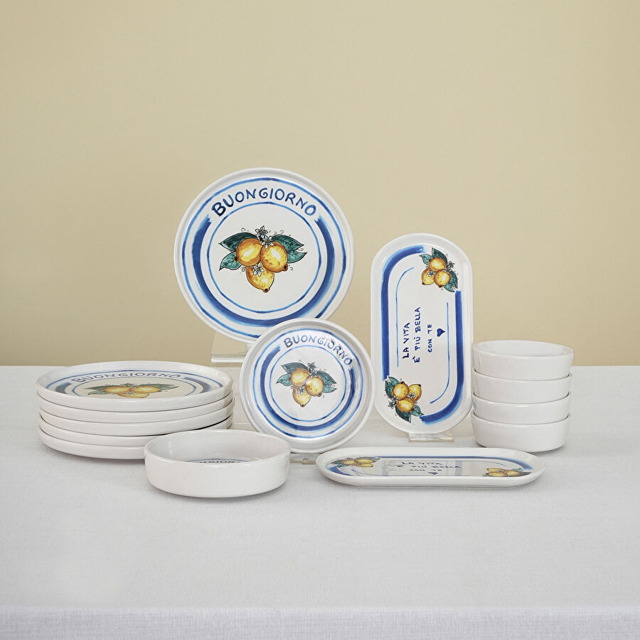 İstanbul Porselen Buongiorno 14 Parça 6 Kişilik Kahvaltı Takımı