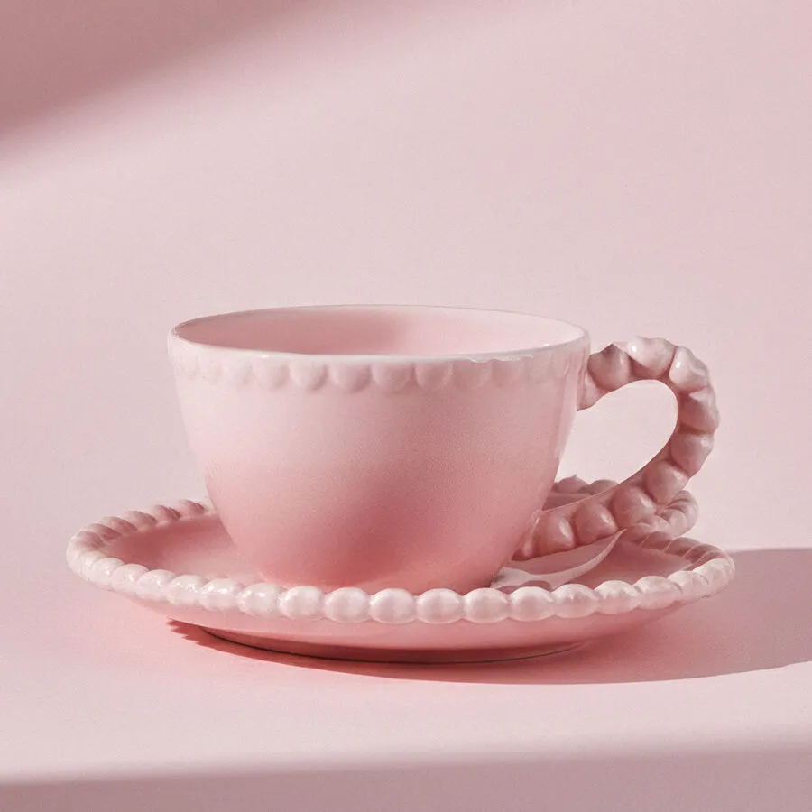 Karaca Pink Love Kahve Fincanı ve Tabağı Pembe