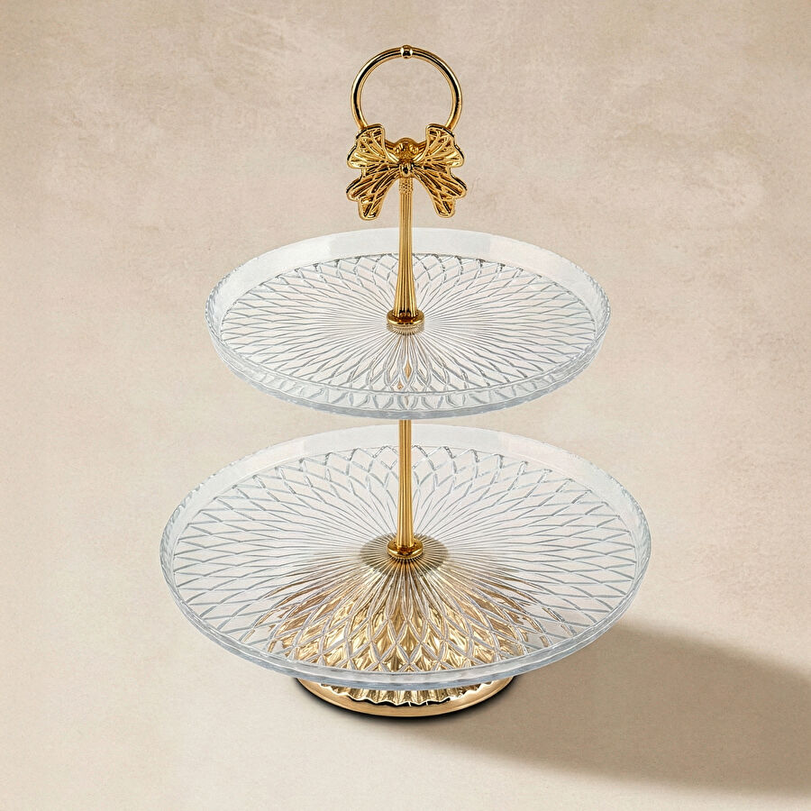 Karaca Home Lümina Dekoratif İki Katlı Servislik 16x22 cm