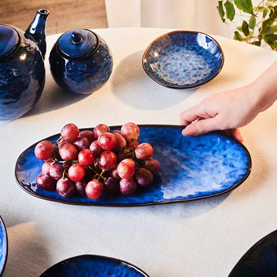 Karaca Nebula Blue Kayık Tabak 33 cm