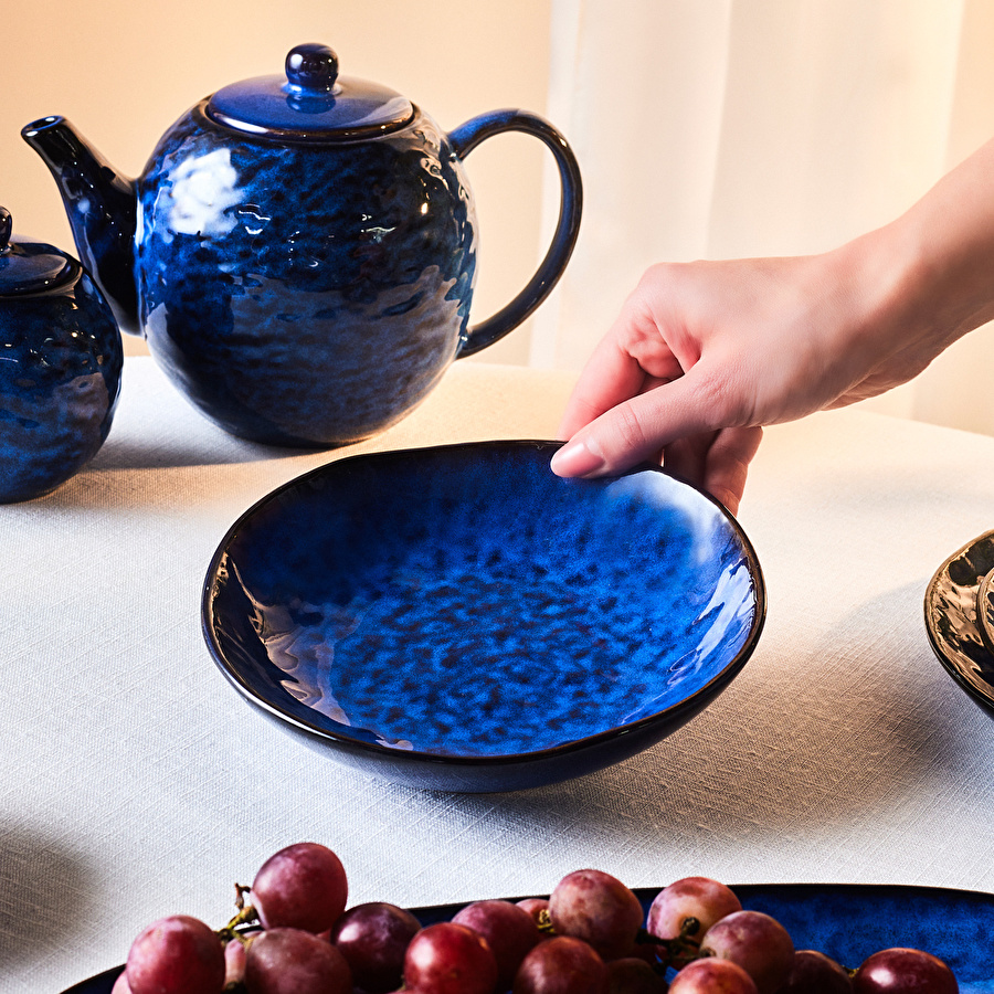 Karaca Nebula Blue Çukur Tabak 17 cm