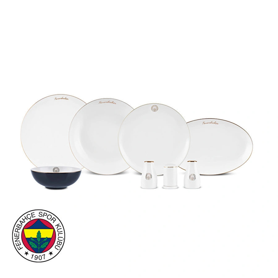 Karaca x Fenerbahçe Lisanslı Elegance Bone Gold 53 Parça Yemek Takımı