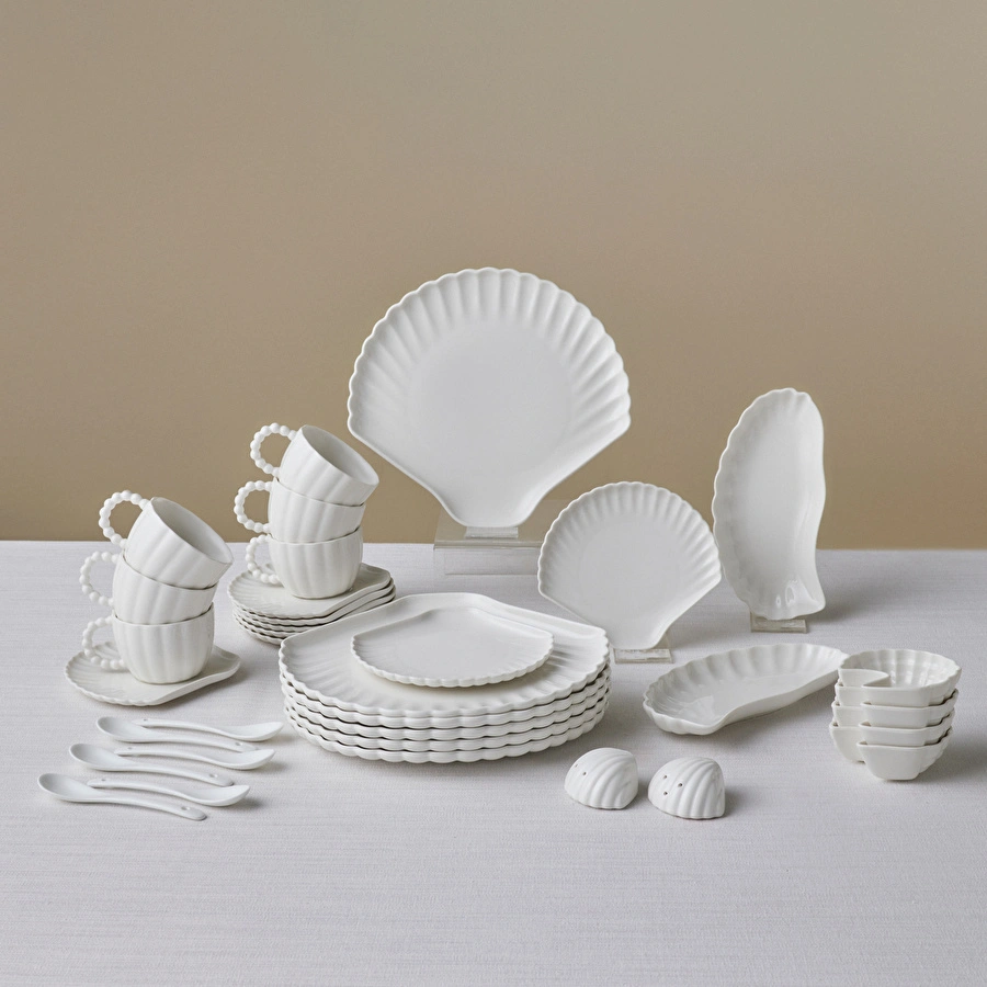 Karaca Stream Bone Ostra 34 Parça 6 Kişilik Kahvaltı Takımı