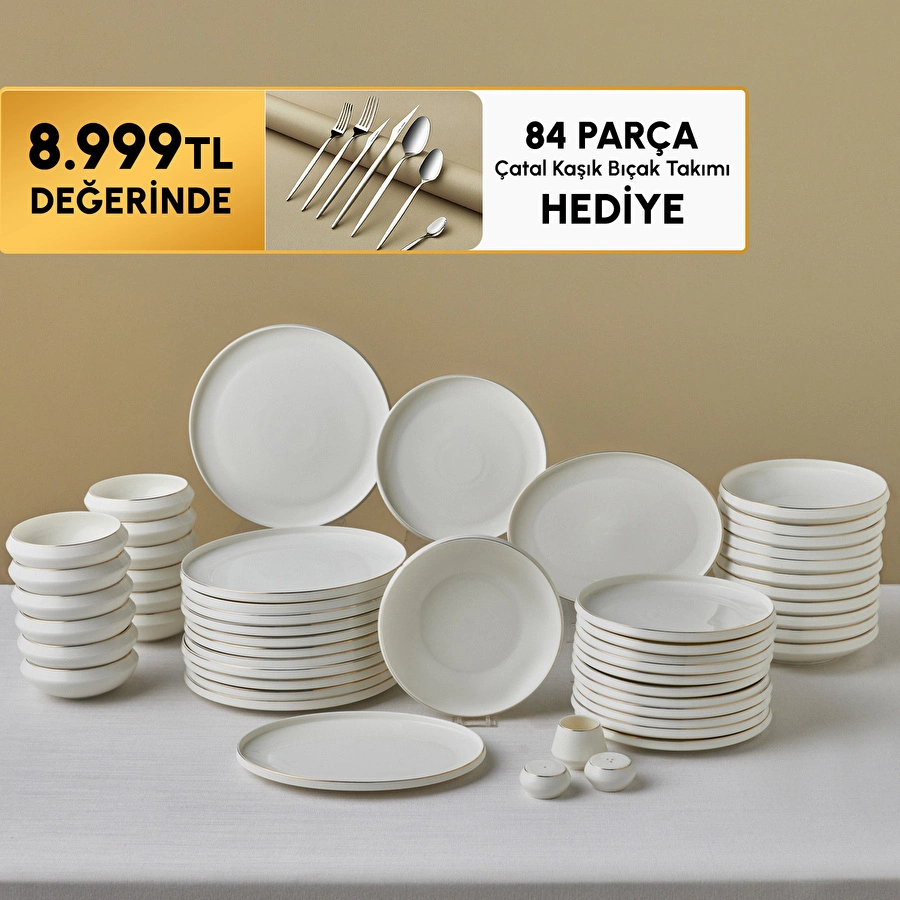 Karaca Stream Bone Aris 53 Parça 12 Kişilik Yemek Takımı Gold