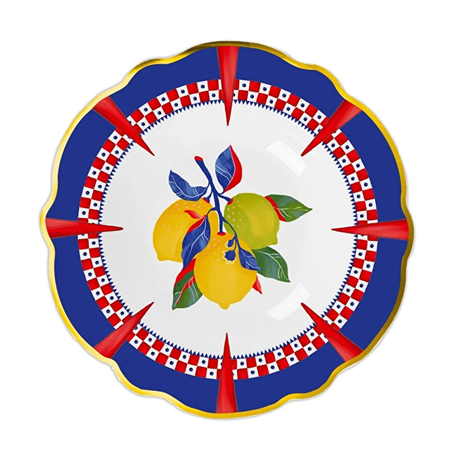 Baci Milano Dolce Vita 6'lı Limon Çorba Tabağı 23 cm Porselen