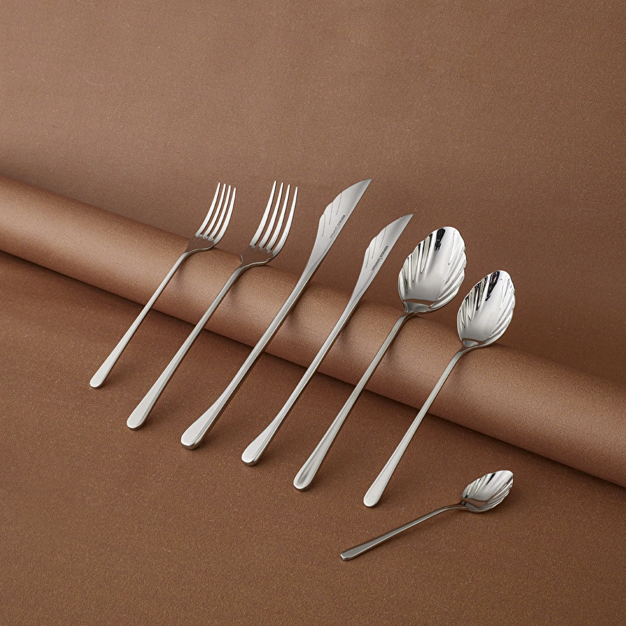 Karaca Seashell 316+ 12 Kişilik 84 Parça Çatal Kaşık Bıçak Takımı Platin