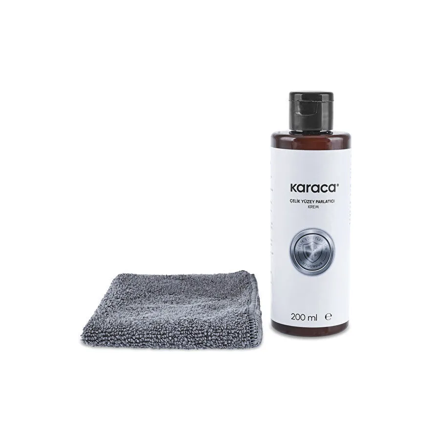 Karaca Çelik Yüzey Parlatıcı Temizleyici Krem ve Kurulama Parlatma Bezi 200 ml