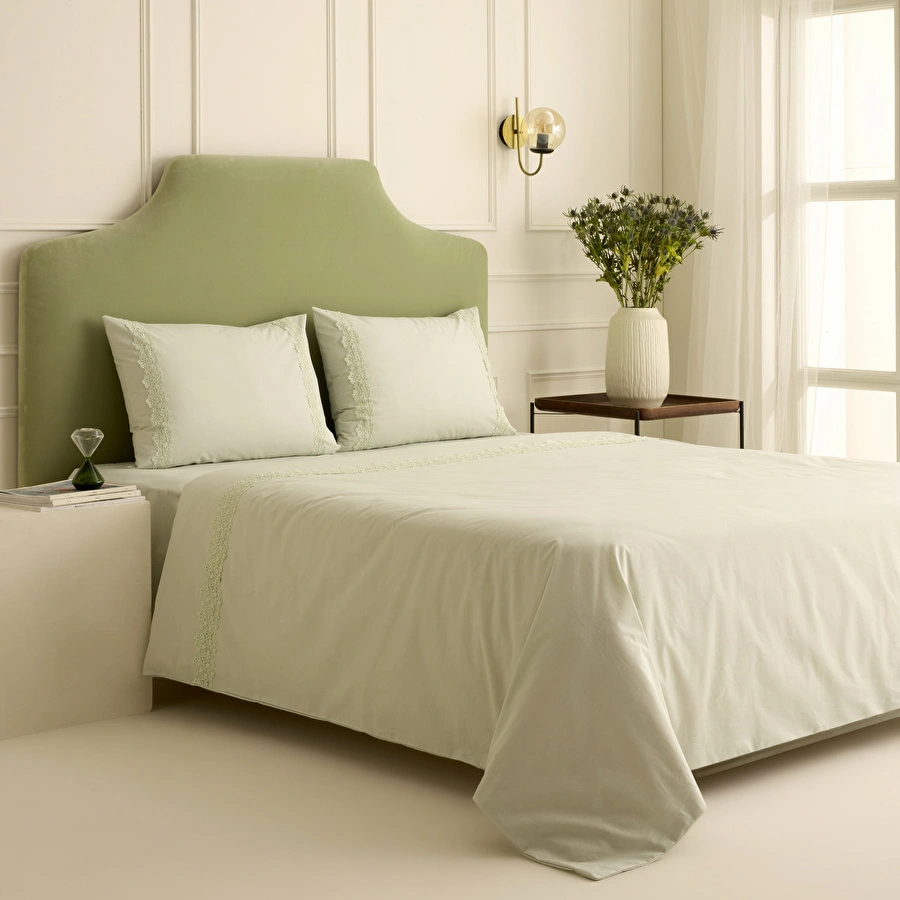 Karaca Home Lunelle Dantelli Çift Kişilik Nevresim Takımı Adaçayı