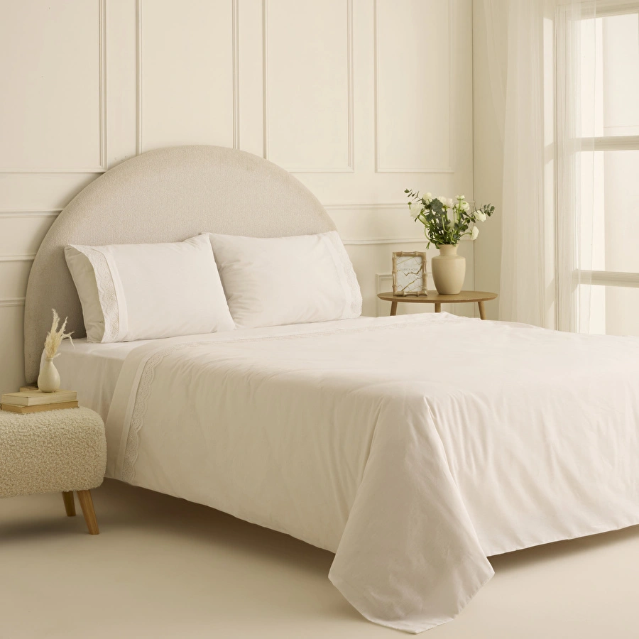 Karaca Home Velisse Dantelli Çift Kişilik Nevresim Takımı Beyaz