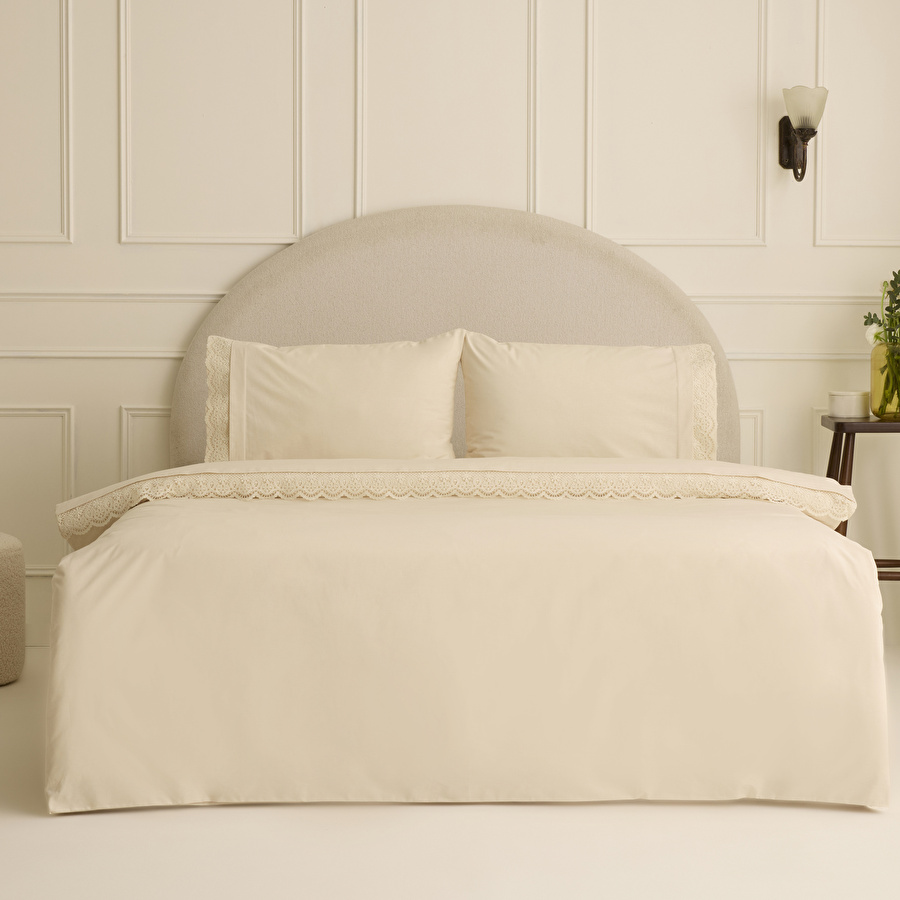 Karaca Home Velisse Dantelli Çift Kişilik Nevresim Takımı Bej