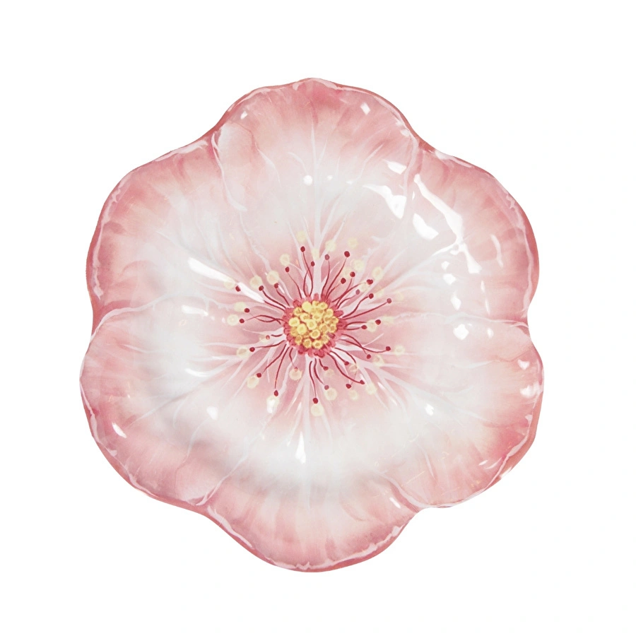 Baci Milano Botanica Çiçek Desenli Melamin Pembe Servis Tabağı 28 cm