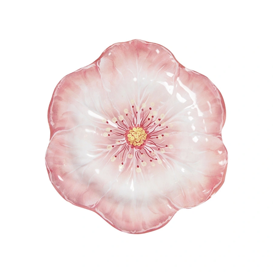 Baci Milano Botanica Çiçek Desenli Melamin Pembe Pasta Tabağı 23 cm