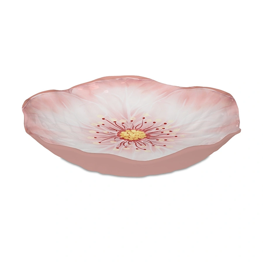 Baci Milano Botanica Çiçek Desenli Melamin Pembe Salata Kasesi 34 cm