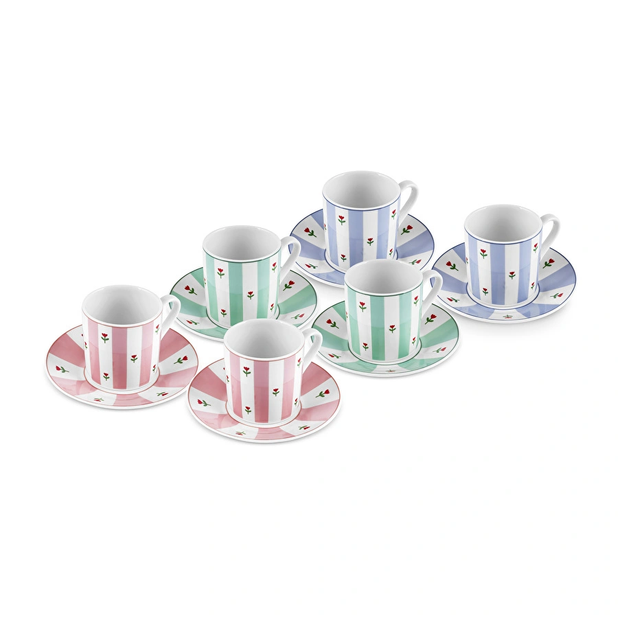 Karaca Flowerful 6 Kişilik Kahve Fincan Takımı 80 ml