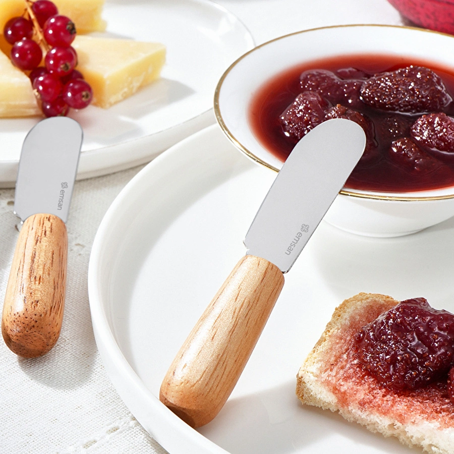 Emsan Break Ahşap Saplı Tereyağı Reçel Çikolata Bıçağı 6 Parça