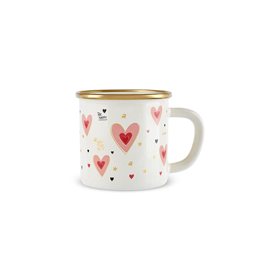 Karaca Pink Love Emaye Kupa 350 ml