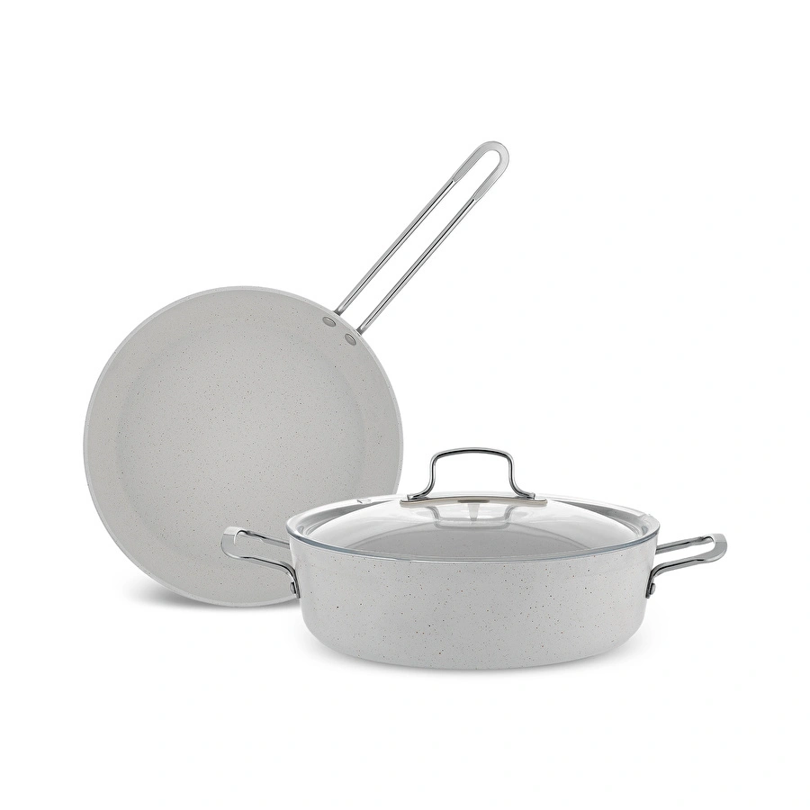 Emsan Biogranit White Stone 3 Parça Tencere Seti