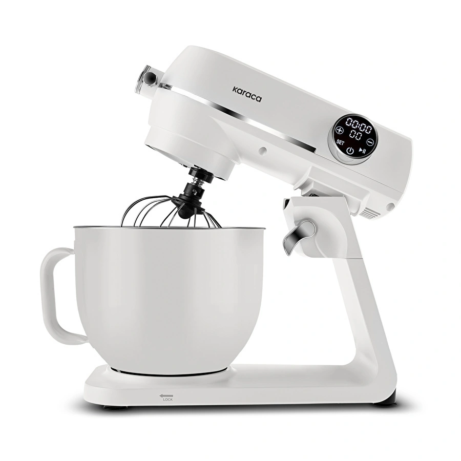 Karaca Multichef Artisan Renkli Hazneli Digital Ekran Tam Döküm Hamur Yoğurma Makinesi Cream 1800W 7L