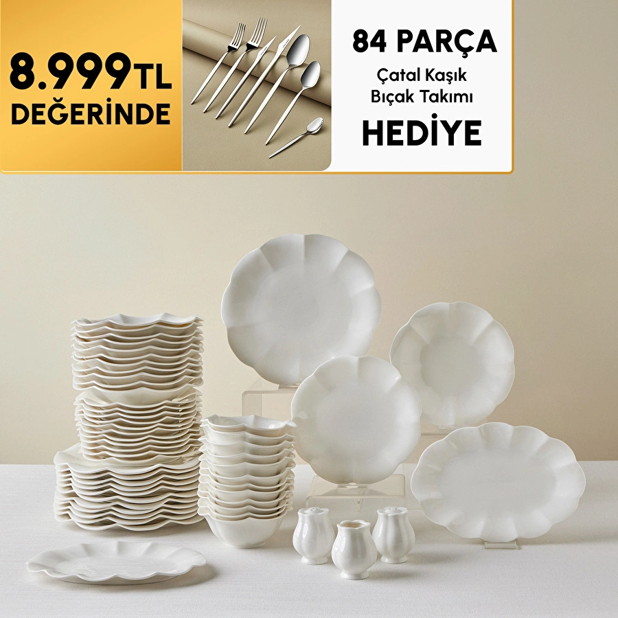 Karaca Stream Bone Coralia 53 Parça 12 Kişilik Yemek Takımı
