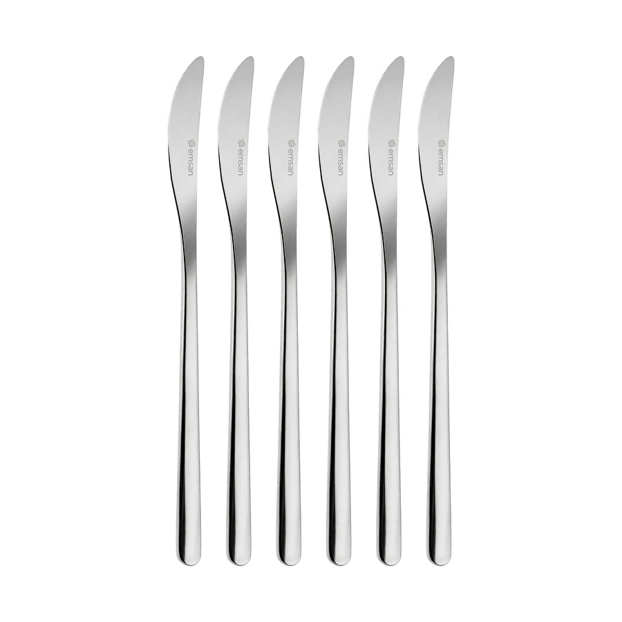 Emsan Bead 6'lı Yemek Bıçağı Seti Platin