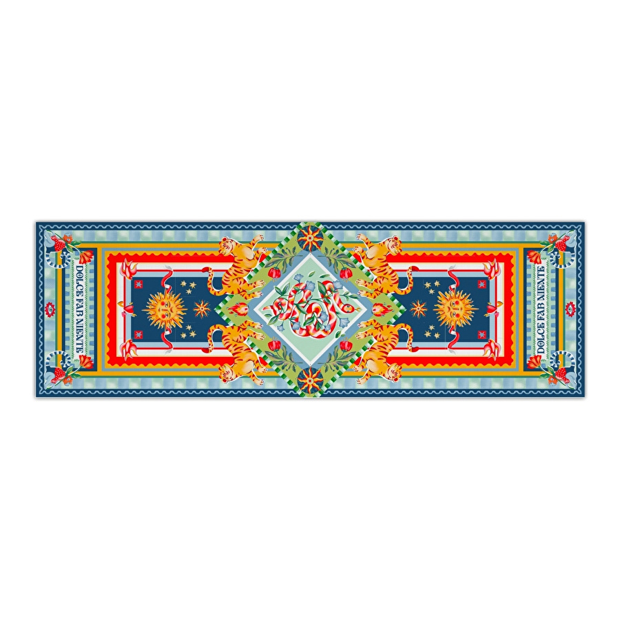 Baci Milano Dolce Far Niente Güneş Desenli Renkli Pamuklu ve Polyester Runner 48 x 150 cm