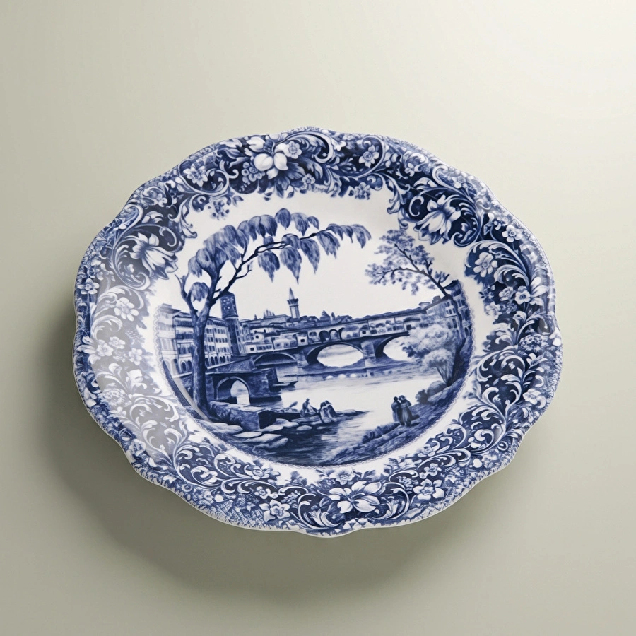 Emsan Floransa Pasta Tabağı 21 cm Mavi