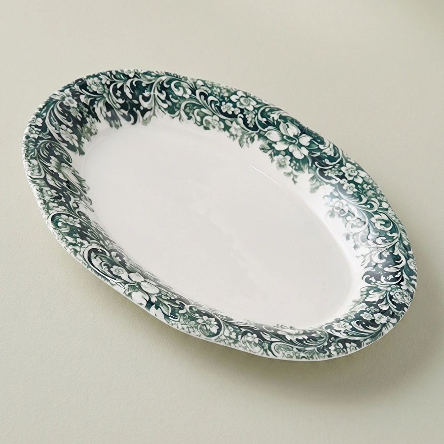 Emsan Floransa Kayık Tabak 33 cm Yeşil